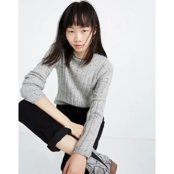 Madewell Gray Donegal Evercrest Turtleneck Sweater in Coziest Yarn Size Medium - Picture 1 of 6